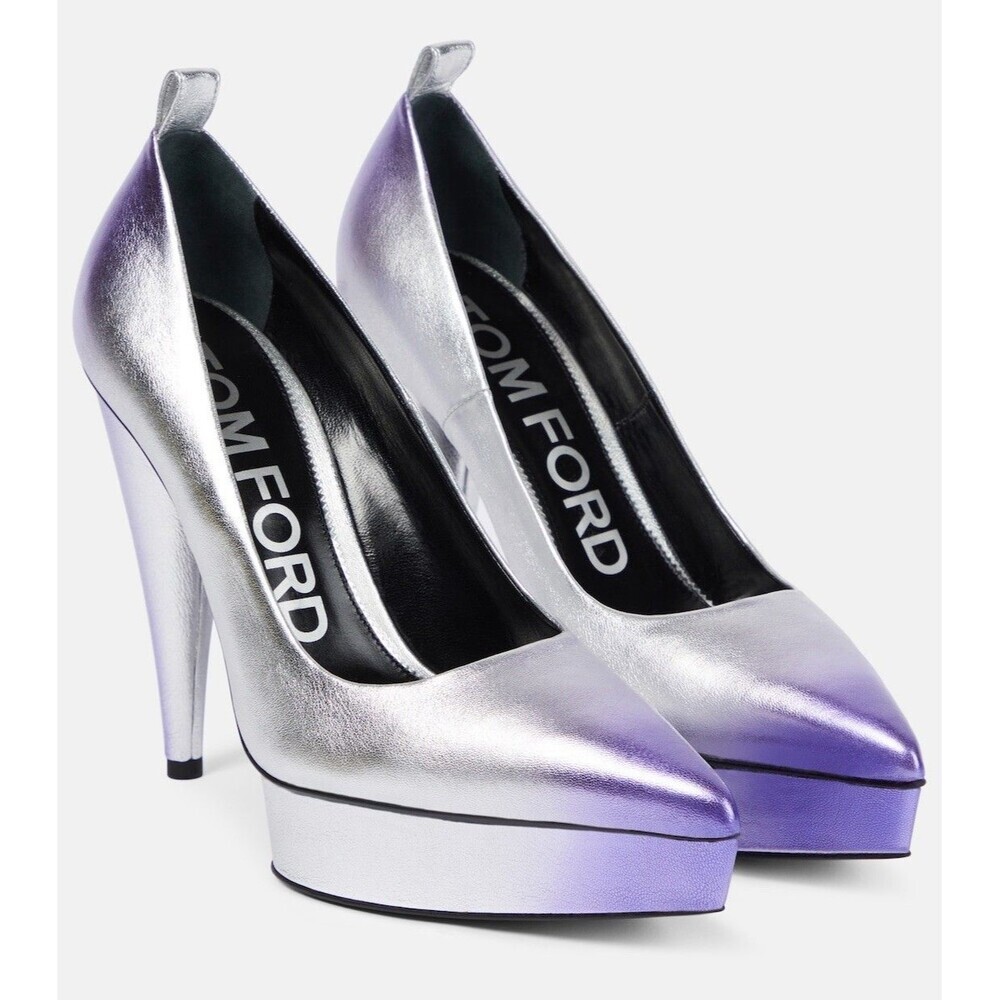 TOM FORD Size EU 39 Ombré Cone Heel Platform‎ Pumps Cone Silver Mauve Women’s